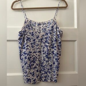 Free People White and Blue Floral Camisole
